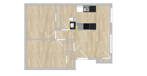 Floor plan for 2 beds, 1 bath, 800 sqft